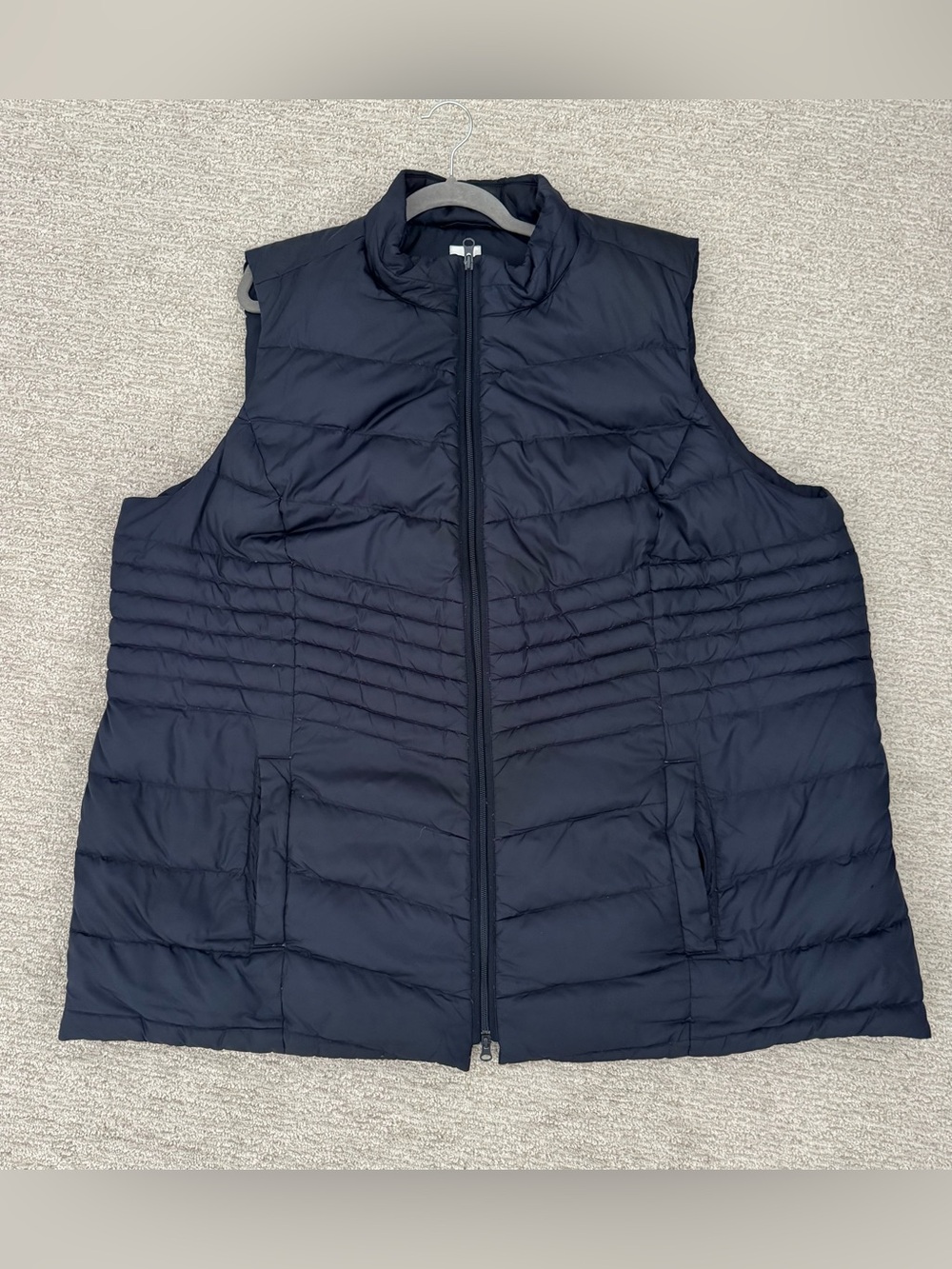 J Jill Womens 4X Goose Down Filled Quilted Navy Blue Puffer Vest Sz 4X Full Zip